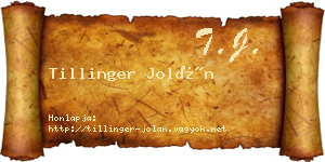 Tillinger Jolán névjegykártya